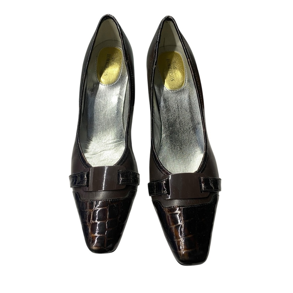Ros Hommerson Size 8.5 N Shoes Womens Brown Crocodile Pattern Pumps